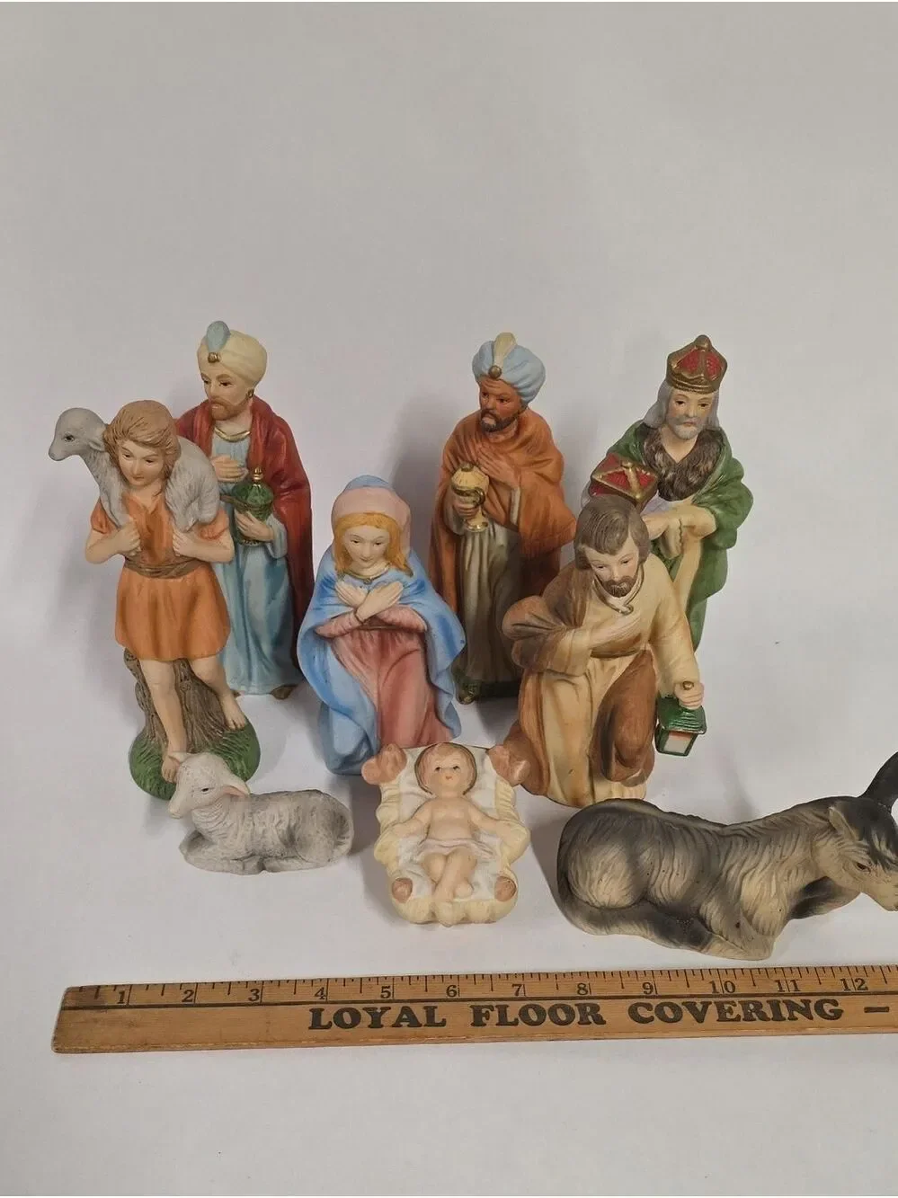 Vintage Homco 9-Piece Nativity Set #5216 - Bisque Porcelain - As Is